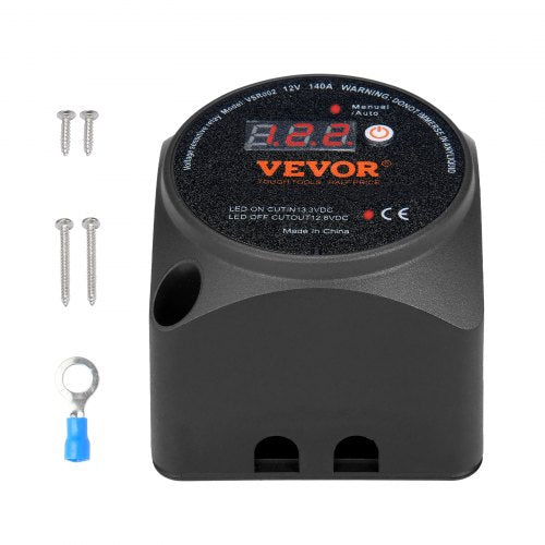 Dual Battery Isolator Kit, 12V 140Amp, Manual and Auto Modes VSR Voltage Sensitive Relay with LCD Screen, Smart Battery Isolator for ATV UTV RV Camper Off-Road Vehicle Caravan Truck Boat Yacht