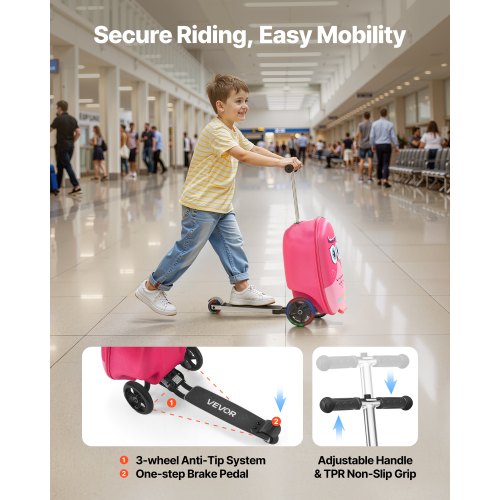 Kinderreisetasche mit Rollgepäck, 20 Zoll, Roller und Flash-Räder, rosa