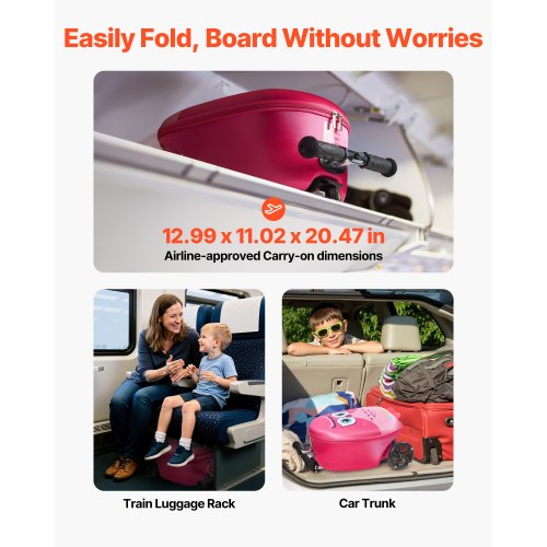 Kinderreisetasche mit Rollgepäck, 20 Zoll, Roller und Flash-Räder, rosa