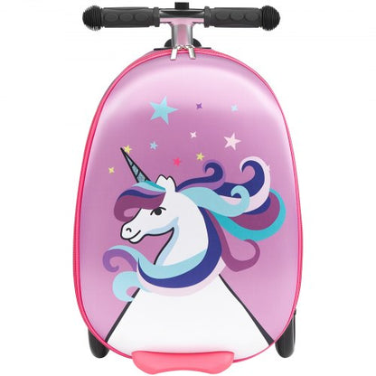 Resväska för barn med åkbart bagage, 20 tum, sparkcykel och flashhjul, lila