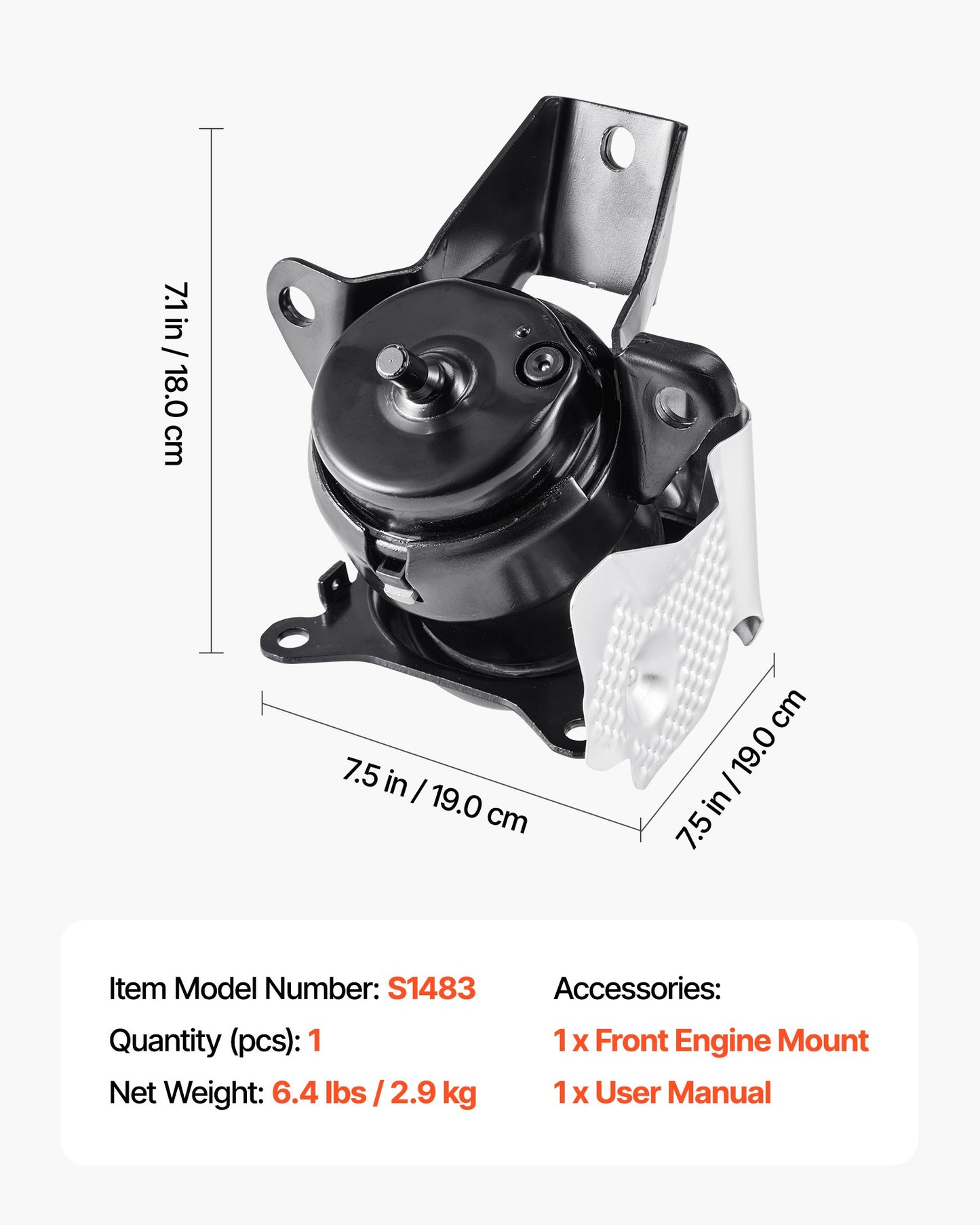 Engine Motor Mount Replacement, Left Front Engine Mount, Universal Compatible with 2014–2018 Chevrolet Silverado 1500 5.3L V8, Secure Support, Heavy-duty Aluminum Construction, Black