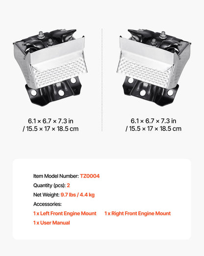 Engine Motor Mount Kit Replacement, Set of 2, Compatible with 2007–2013 Chevrolet Silverado 1500 5.3L V8, Replace OE# A5365, A5365, Secure Support, Left and Right Front Mounts