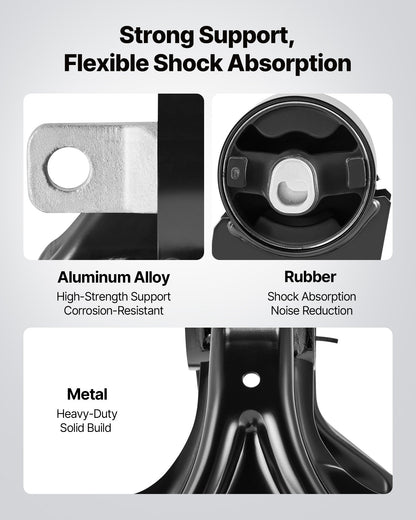 Engine Motor Mount and Transmission Mount Kit Replacement, Set of 4, Compatible with 2011–2019 Dodge Journey 3.6L FWD, Replace OE# A5551, A5443, A5632, A5543, Secure Support
