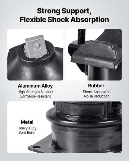Engine Motor Mount and Transmission Mount Kit Replacement, Set of 6, Compatible with 2003–2007 Honda Accord 3.0L V6, Replace OE# A4526HY, A4517, A4527HY, A4524, A4544, A4525, Secure Support