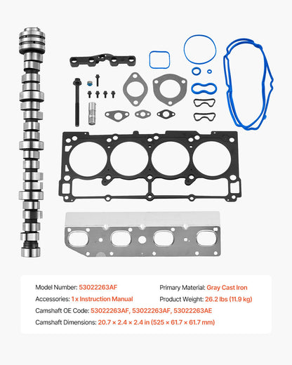 Lifter Camshaft Kit, 18-Piece Set, Fits 2009-2021 Jeep Grand Cherokee, 2009-2021 Dodge Challenger, Fits 1999-2013 4.8L, 5.3L, and 5.7L LS-Based Engines, V8 5.7L