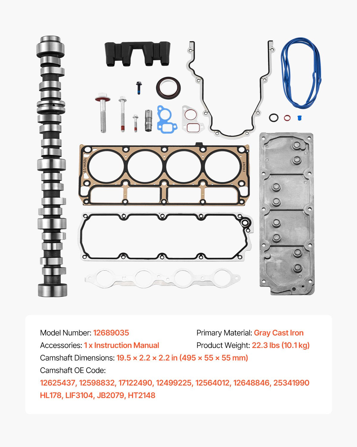AFM Disabled Kit with Camshaft Lifters, 19-Piece Set, Fit 2007-2013 Chevrolet Avalanche/Suburban 1500/Tahoe, 2007 Silverado 1500 CLASSIC/GMC Sierra 1500 CLASSIC, 5.3L 4.8L Truck/SUV Engines