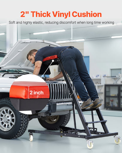 Automotive Top Creeper, with Adjustable Height 48" to 76", 400 LBS Capacity High Creeper, 4 Swivel Caster Wheels, Heavy Duty Creeper for Auto Repair and Maintenance