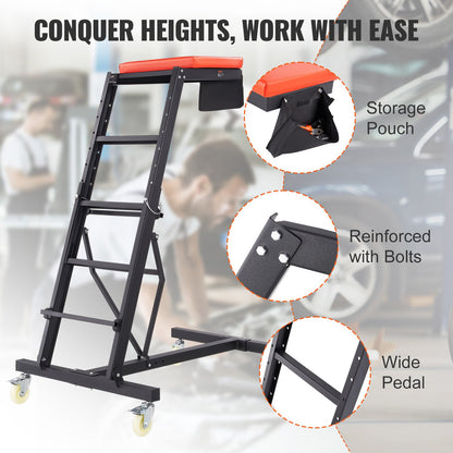 Top Automotive Creeper, Engine Creeper med justerbar höjd 45,7" till 66,3", 400 LBS Capacity High Creeper, 4 svängbara länkhjul, Heavy Duty hopfällbar Creeper för bilreparation och underhåll