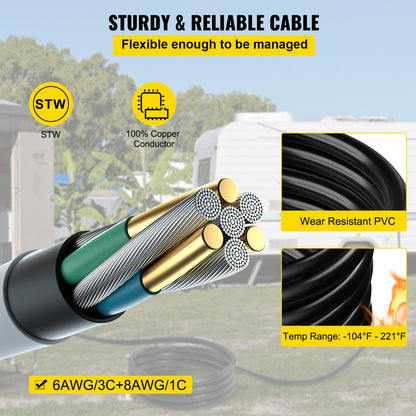 75Ft 50 Amp Generator Extension Cord,N14-50P & SS2-50R & CS6364 4 Prong, 50 Amp Generator Cord 125V 250V with Twist Lock Connectors, Generator Power Cord