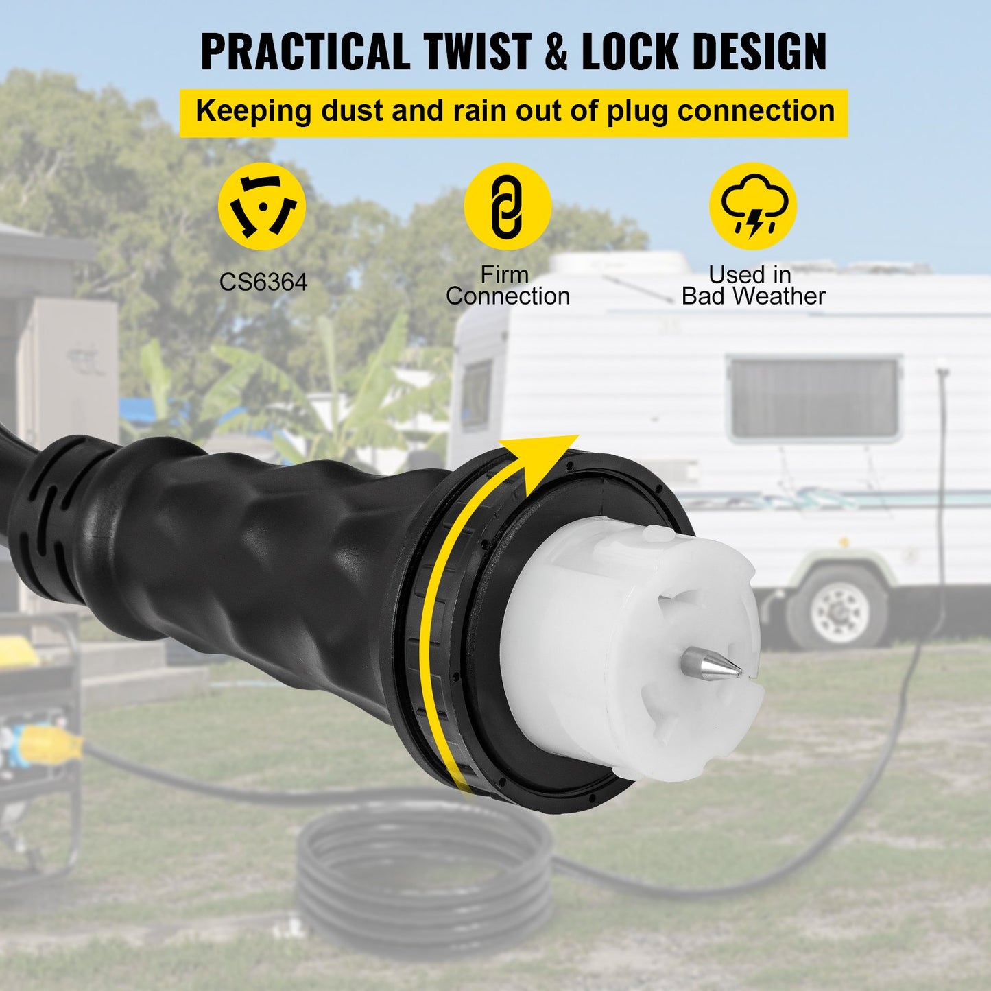 75Ft 50 Amp Generator Extension Cord,N14-50P & SS2-50R & CS6364 4 Prong, 50 Amp Generator Cord 125V 250V with Twist Lock Connectors, Generator Power Cord
