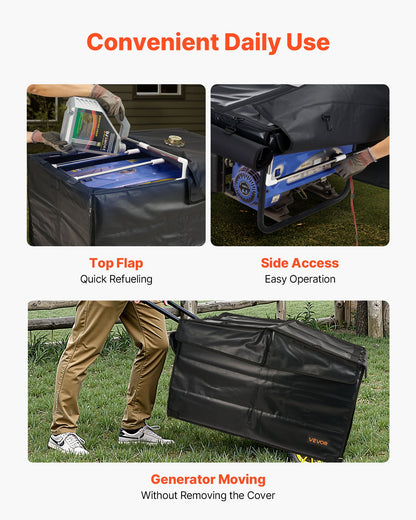 Generator Cover, 34 x 26 x 21 Inch Waterproof Universal Generator Cover for Most Generators 3500-12000 Watt, Portable Generator Running Cover with Heavy Duty Thicken 420D Oxford Fabric, Black