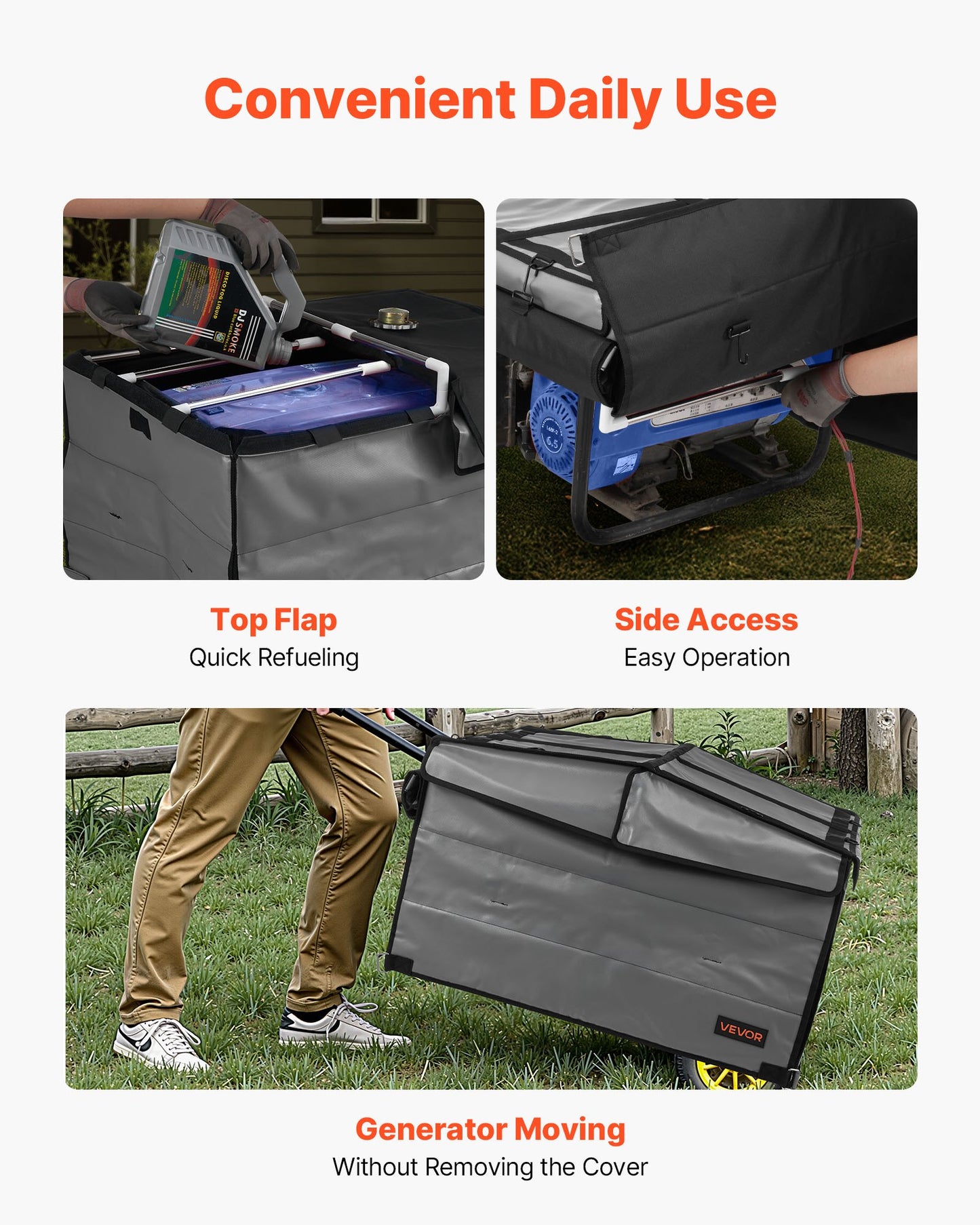 Generator Cover, 34 x 26 x 21 Inch Waterproof Universal Generator Cover for Most Generators 3500-12000 Watt, Portable Generator Running Cover with Heavy Duty Thicken 420D Oxford Fabric, Grey
