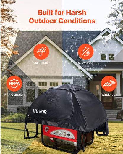 Generator Cover, 36 x 26 x 26 Inch Waterproof Universal Generator Cover for Most Generators 70-108 Inches Perimeter, Portable Generator Running Cover with Heavy Duty Thicken Oxford Fabric, Black