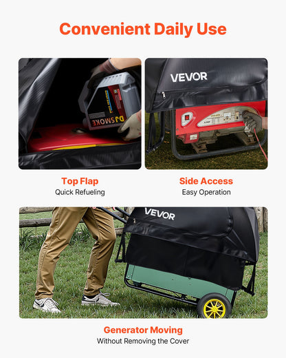 Generator Cover, 36 x 26 x 26 Inch Waterproof Universal Generator Cover for Most Generators 70-108 Inches Perimeter, Portable Generator Running Cover with Heavy Duty Thicken Oxford Fabric, Black