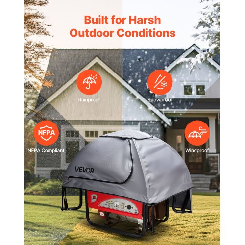 Generatorabdeckung Universal wasserdichte Abdeckung 96x66x66 cm für 190-280 cm Grau