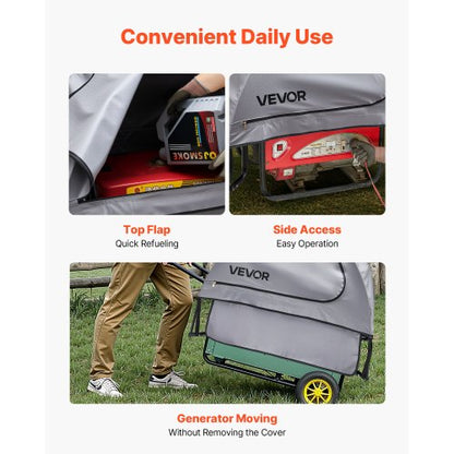 Generatorabdeckung Universal wasserdichte Abdeckung 96x66x66 cm für 190-280 cm Grau