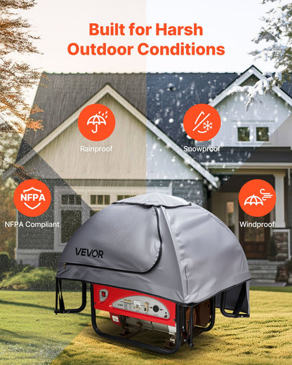 Generator Cover, 36 x 26 x 26 Inch Waterproof Universal Generator Cover for Most Generators 70-108 Inches Perimeter, Portable Generator Running Cover with Heavy Duty Thicken Oxford Fabric, Grey