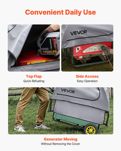 Generator Cover, 36 x 26 x 26 Inch Waterproof Universal Generator Cover for Most Generators 70-108 Inches Perimeter, Portable Generator Running Cover with Heavy Duty Thicken Oxford Fabric, Grey