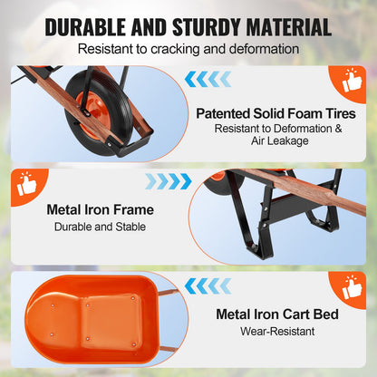 Skottkärra Cart One Wheel 6 Cu Ft Garden Dump Cart 330 lbs Utility Cart