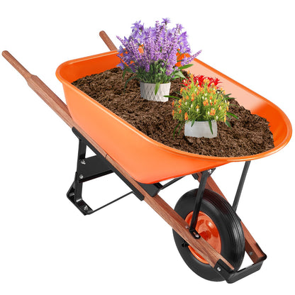 Skottkärra Cart One Wheel 6 Cu Ft Garden Dump Cart 330 lbs Utility Cart
