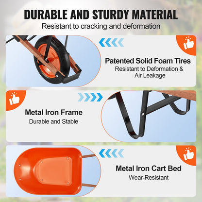 Skottkärra Cart One Wheel Garden Dump Cart 330 lbs Yard Utility Cart