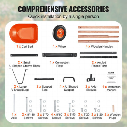 Skottkärra Cart One Wheel Garden Dump Cart 330 lbs Yard Utility Cart