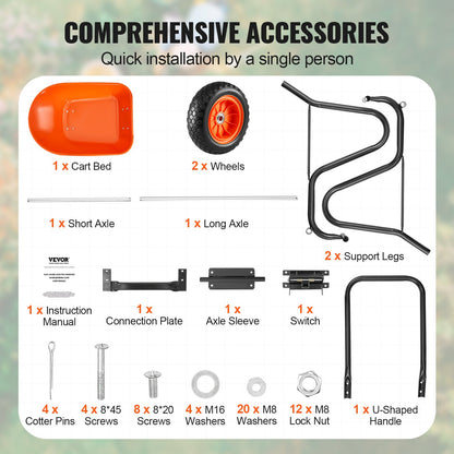 Skottkärravagn 2 hjul Trädgårdsdumpvagn 397 lbs Yard Utility Cart