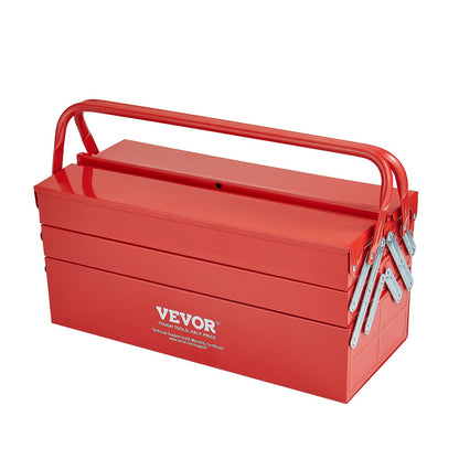 Werkzeugkasten, 18 Zoll, 3-stufig, 5-fach, zusammenklappbar, freitragender Werkzeugkasten mit Griff