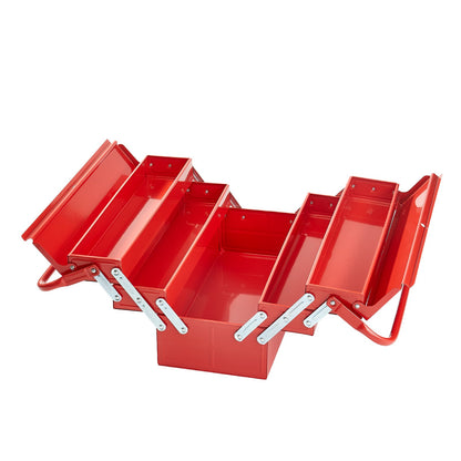 Werkzeugkasten, 18 Zoll, 3-stufig, 5-fach, zusammenklappbar, freitragender Werkzeugkasten mit Griff