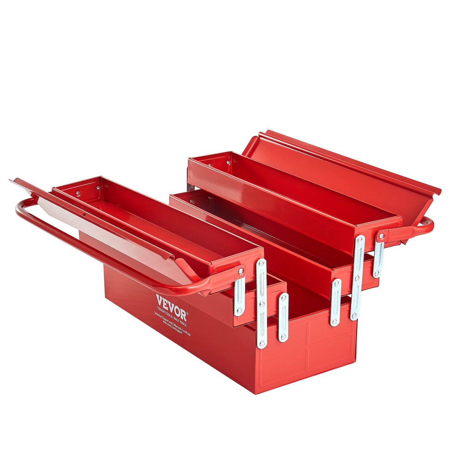 Werkzeugkasten, 18 Zoll, 3-stufig, 5-fach, zusammenklappbar, freitragender Werkzeugkasten mit Griff