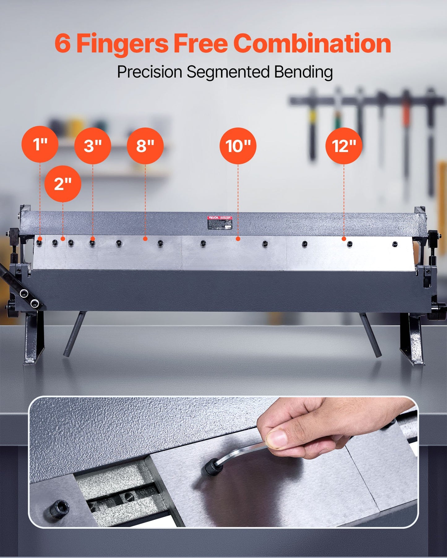 Box and Pan Brake, 36 in Sheet Metal Bending Brake,16-Gauge Mild Steel Capacity, 0-135 Degree Adjustable, Metal Bender Machine with 6 Fingers, Heavy-Duty Aluminum Folder for Precise Bending