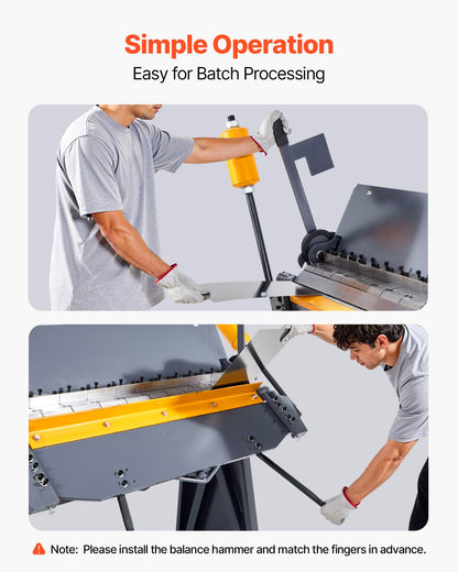 Box and Pan Brake, 48 in Sheet Metal Bending Brake, 12-Gauge Mild Steel Capacity, 0-135 Degree Adjustable, Metal Bender Machine with 8 Fingers, Heavy-Duty Aluminum Folder for Precise Bending