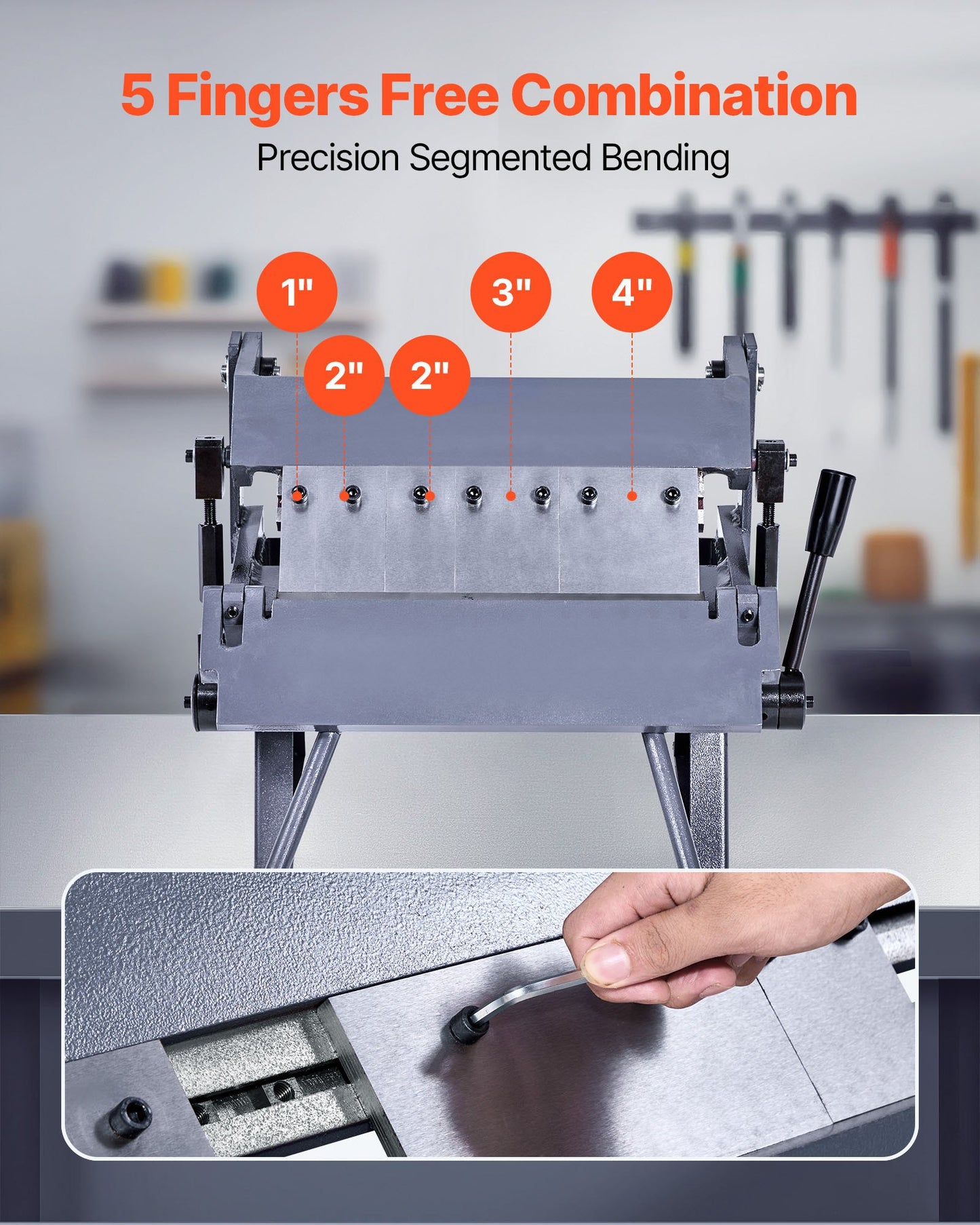 Box and Pan Brake, 12 in Sheet Metal Bending Brake, 20-Gauge Mild Steel Capacity, 0-135 Degree Adjustable, Metal Bender Machine with 5 Fingers, Heavy-Duty Aluminum Folder for Precise Bending