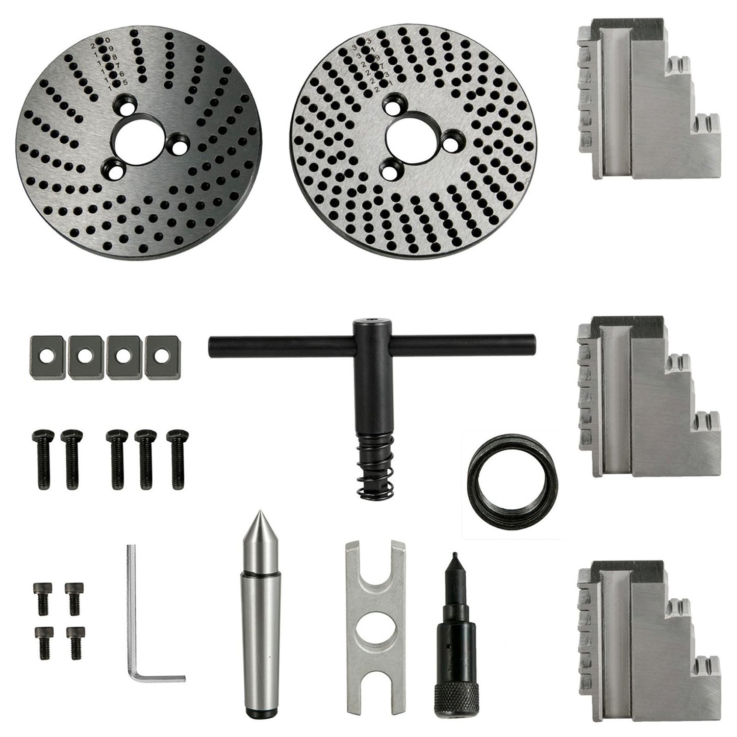 Teilapparat 4 Zoll Indexierkopf Fräsen 100MM Semi-Universal-Teilapparat 4 Zoll 3-Backen-Futter Teilapparatsatz mit Indexplatten und Reitstock für Präzisions-Drehtisch