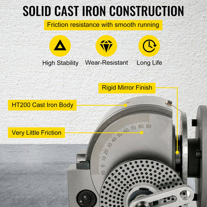 Dividing Head BS-1 Dividing Head Set 6\" 3-jaw Chuck Semi Universal Milling Set with 6\" Chuck+Tailstock+Dividing Plates for Milling Grinding Drilling Machine