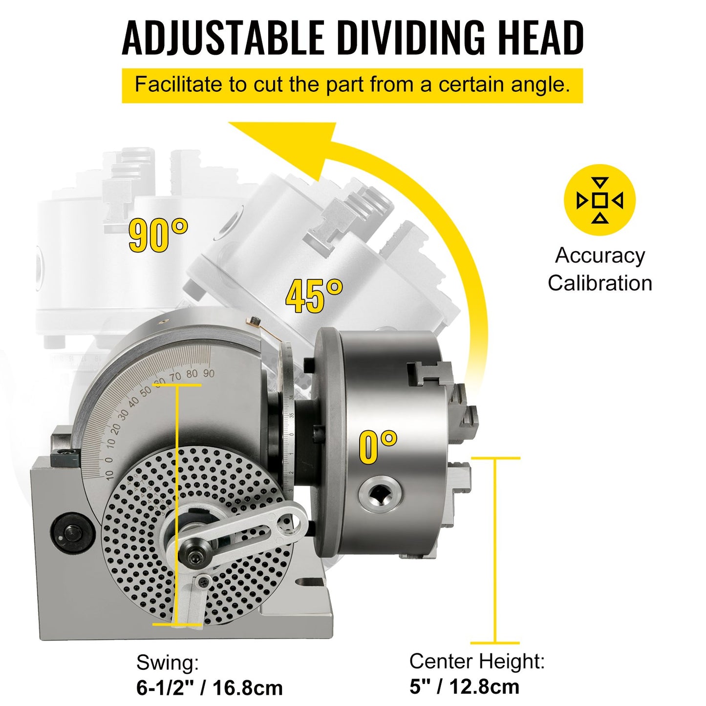 Dividing Head BS-1 Dividing Head Set 6\" 3-jaw Chuck Semi Universal Milling Set with 6\" Chuck+Tailstock+Dividing Plates for Milling Grinding Drilling Machine