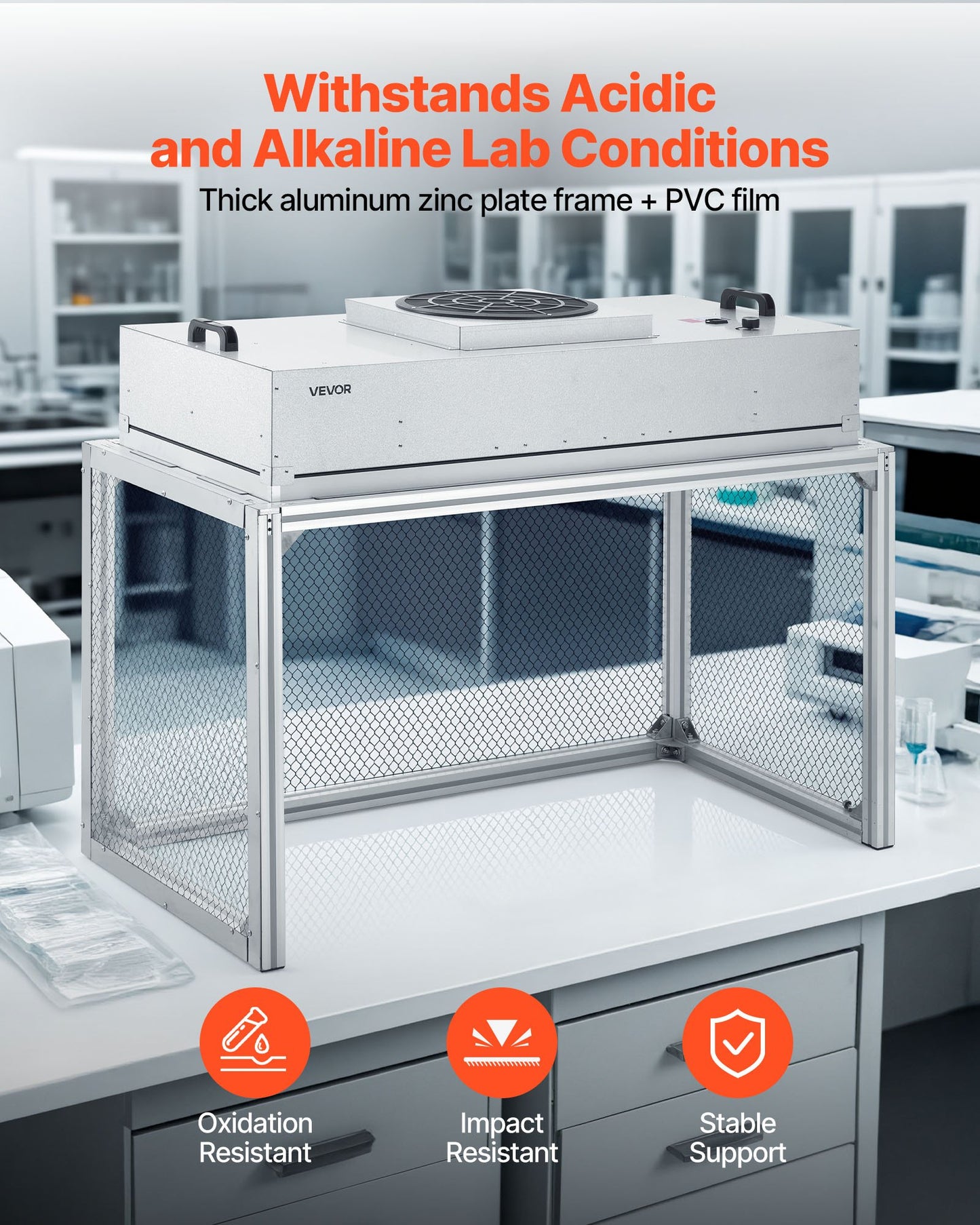 Laminar Flow Hood, 24.02 x 46.06 x 27.36 inch Working Area FUU Fan Filter Unit, Meets Class 100/ISO 5 Clean Room Standards, with HEPA-14 Filter and G1 Pre-Filter, for Laboratory, Mushroom Room