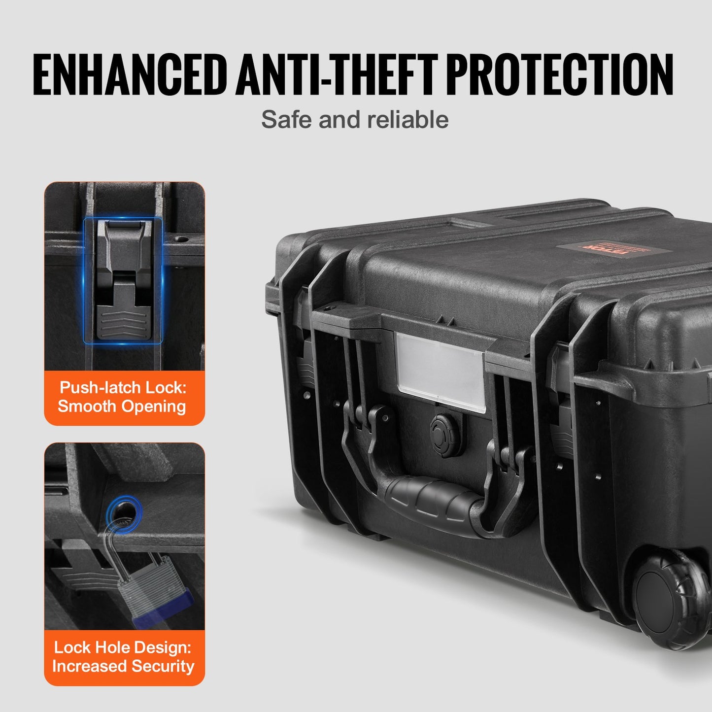 1.58 Cu.ft Weatherproof Hard Case with Retractable Pull Handles & Wheels