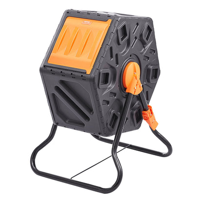 Compost Bin, 18.5-Gal Composting Tumbler, Compact Single Rotating Chamber with Sliding Door and Steel Frame, BPA Free Small Composter Bin Tumbler for Garden, Kitchen, Yard, Outdoor