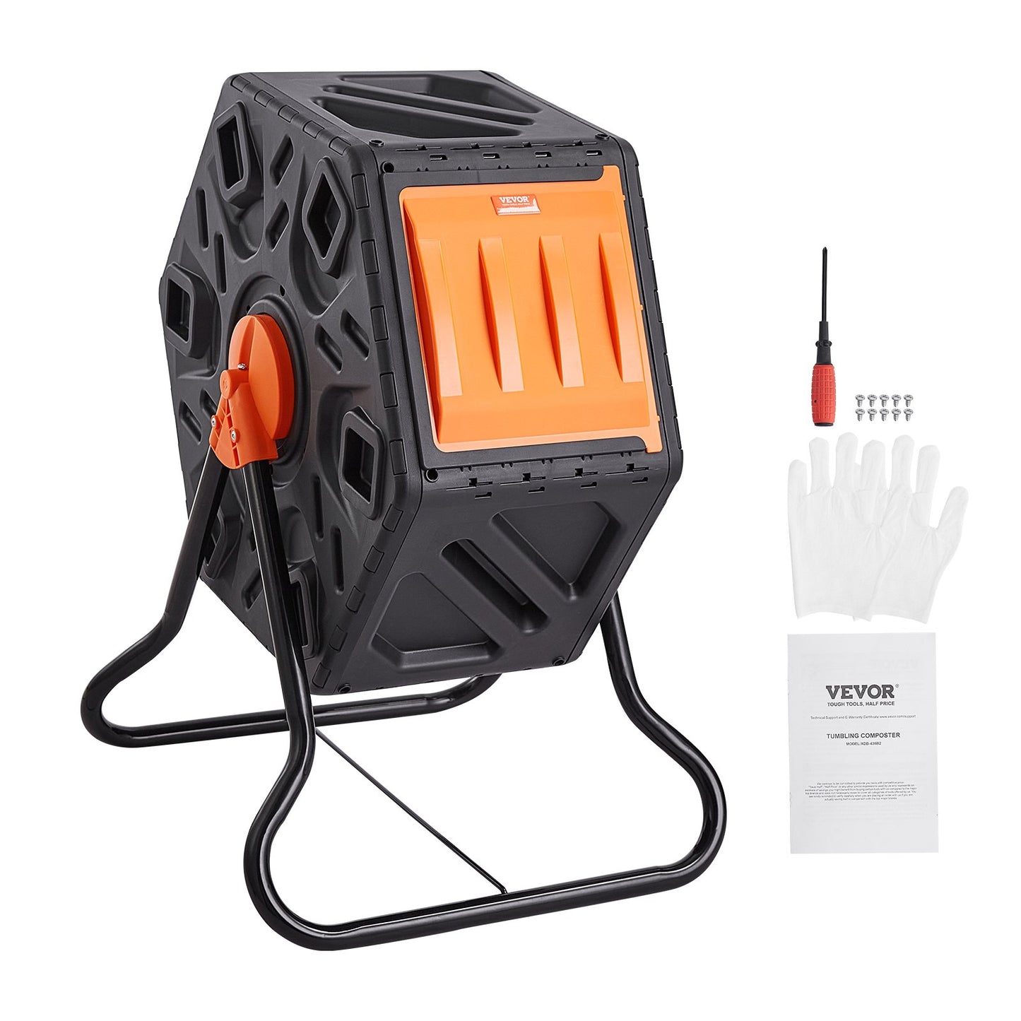 Compost Bin, 18.5-Gal Composting Tumbler, Compact Single Rotating Chamber with Sliding Door and Steel Frame, BPA Free Small Composter Bin Tumbler for Garden, Kitchen, Yard, Outdoor