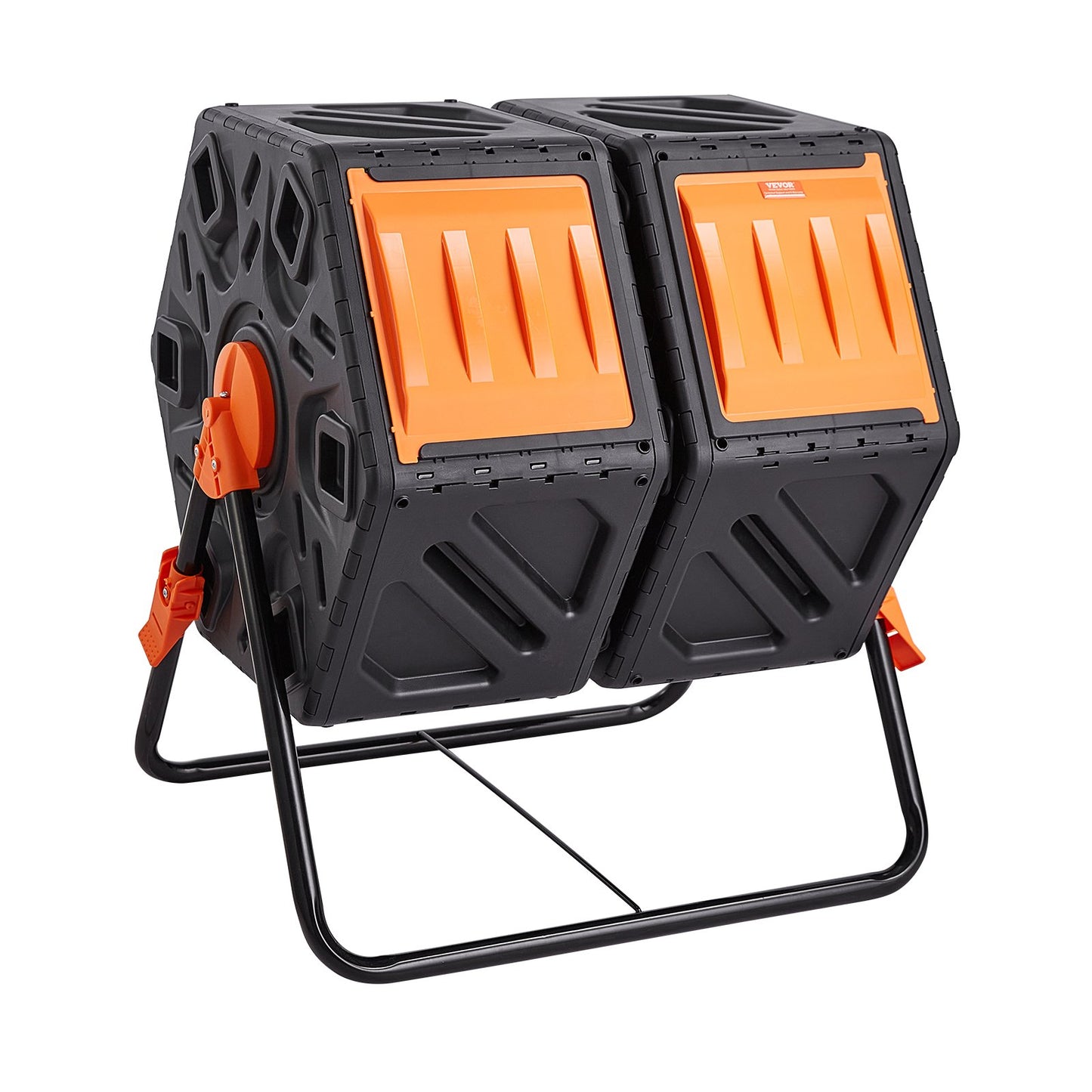 Kompostbehållare, 37-Gal komposteringsbehållare med dubbla kammare, två roterande kammare med hög volym med 2 skjutdörrar och stålram, BPA-fri kompostbehållare för trädgård, kök, gård, utomhus