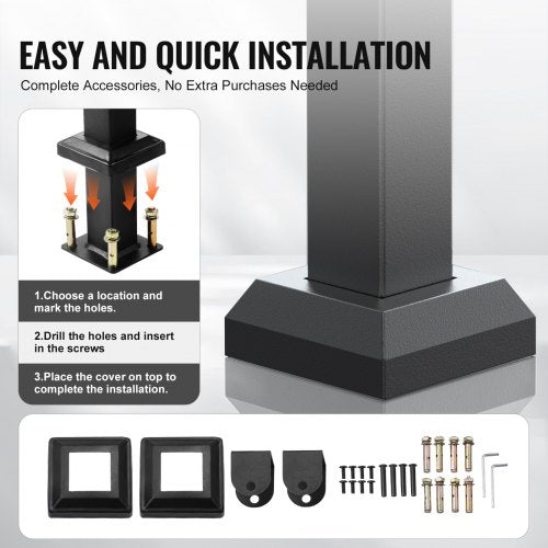 Handlauf für den Außenbereich für 2-3-stufige Treppen, schwarzes Vierkantrohr, einfache Installation | EU