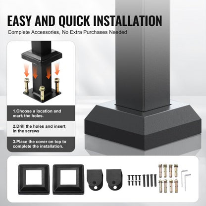 Handlauf für den Außenbereich für 2-3-stufige Treppen, schwarzes Vierkantrohr, einfache Installation | EU