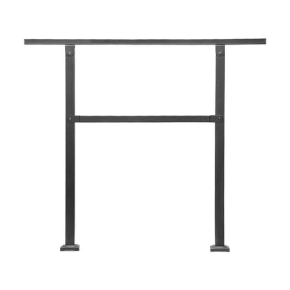 Outdoor Handrails for Steps, 2-3 Step Stair Rail Kit, Black Square Tube with Horizontal Bar, Carbon Steel Support Rails for Seniors, Concrete & Deck Stairs, Easy Installation