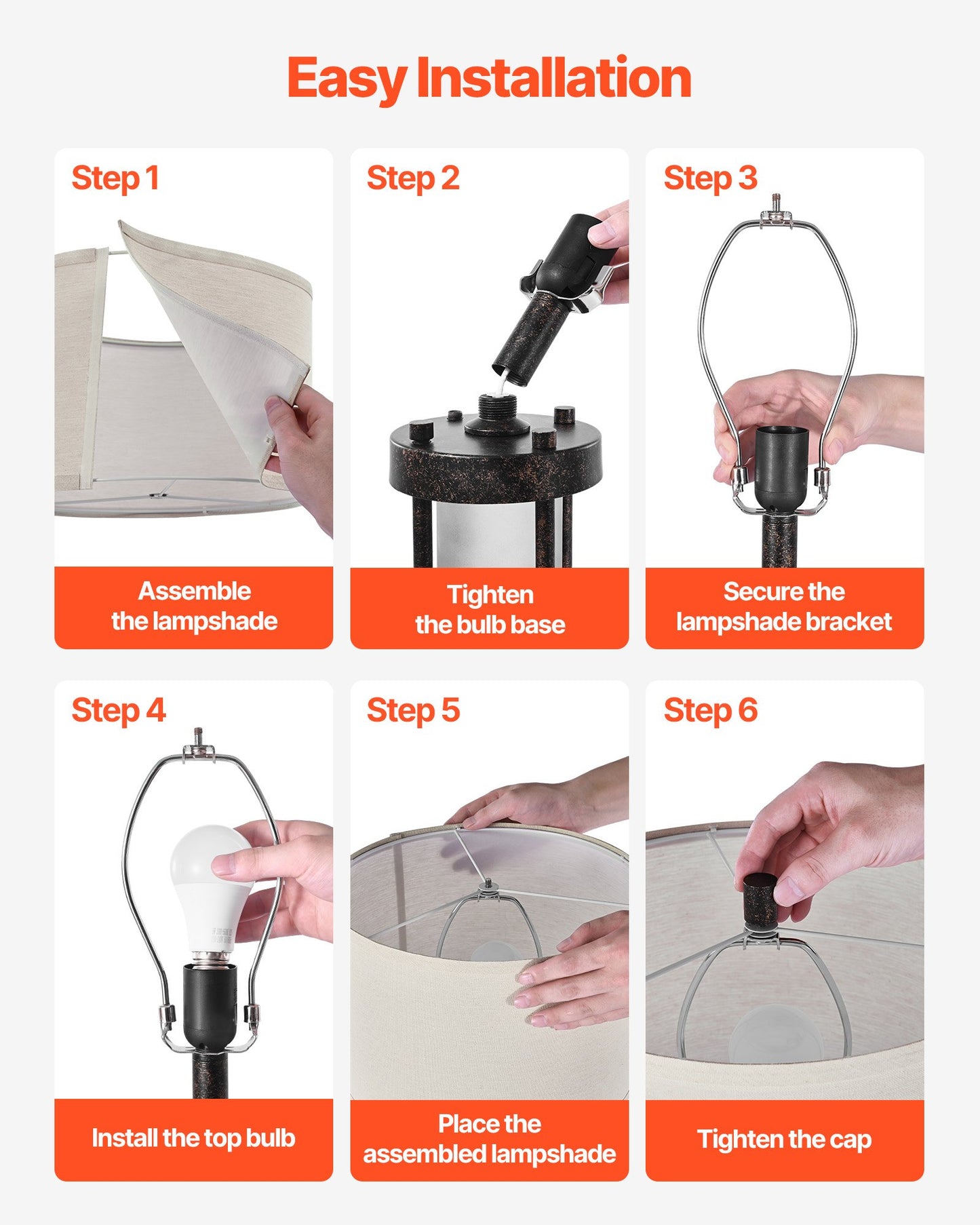 Table Lamps Set of 2, Dimmable Farmhouse Bedside Nightstand Lamps, Vintage Lamp with LED Bulb and Linen Shades, Bedside Lamp with USB C+A Ports & AC Outlet, for Living Room, Bedroom & Office