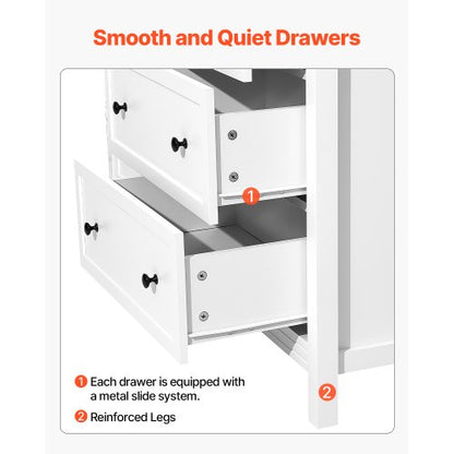 Chest of drawers with 6 drawers in wood, pull-out and anti-tip, white | EU