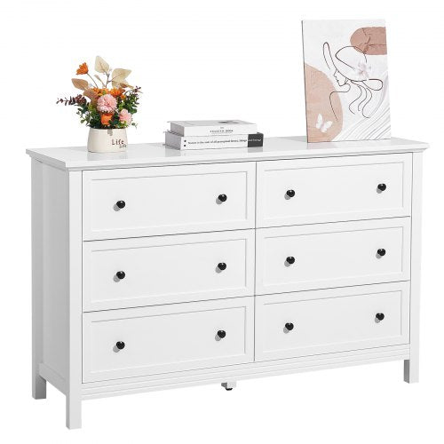 Chest of drawers with 6 drawers in wood, pull-out and anti-tip, white | EU