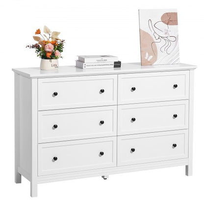 Chest of drawers with 6 drawers in wood, pull-out and anti-tip, white | EU
