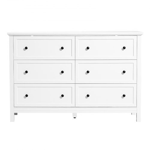 Chest of drawers with 6 drawers in wood, pull-out and anti-tip, white | EU