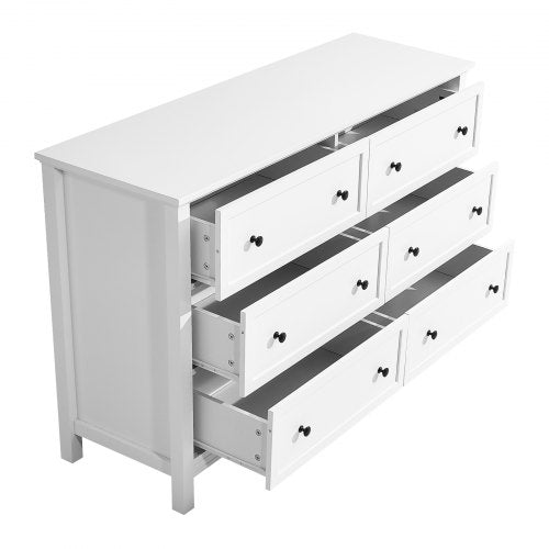 Chest of drawers with 6 drawers in wood, pull-out and anti-tip, white | EU
